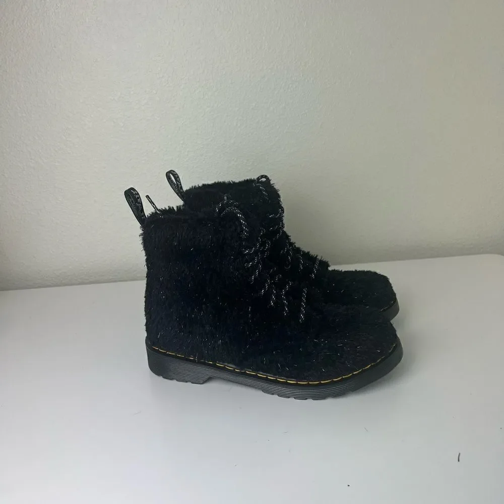 Dr Martens 1460 Pascal J Black Tinsel Fur Boots size4 new